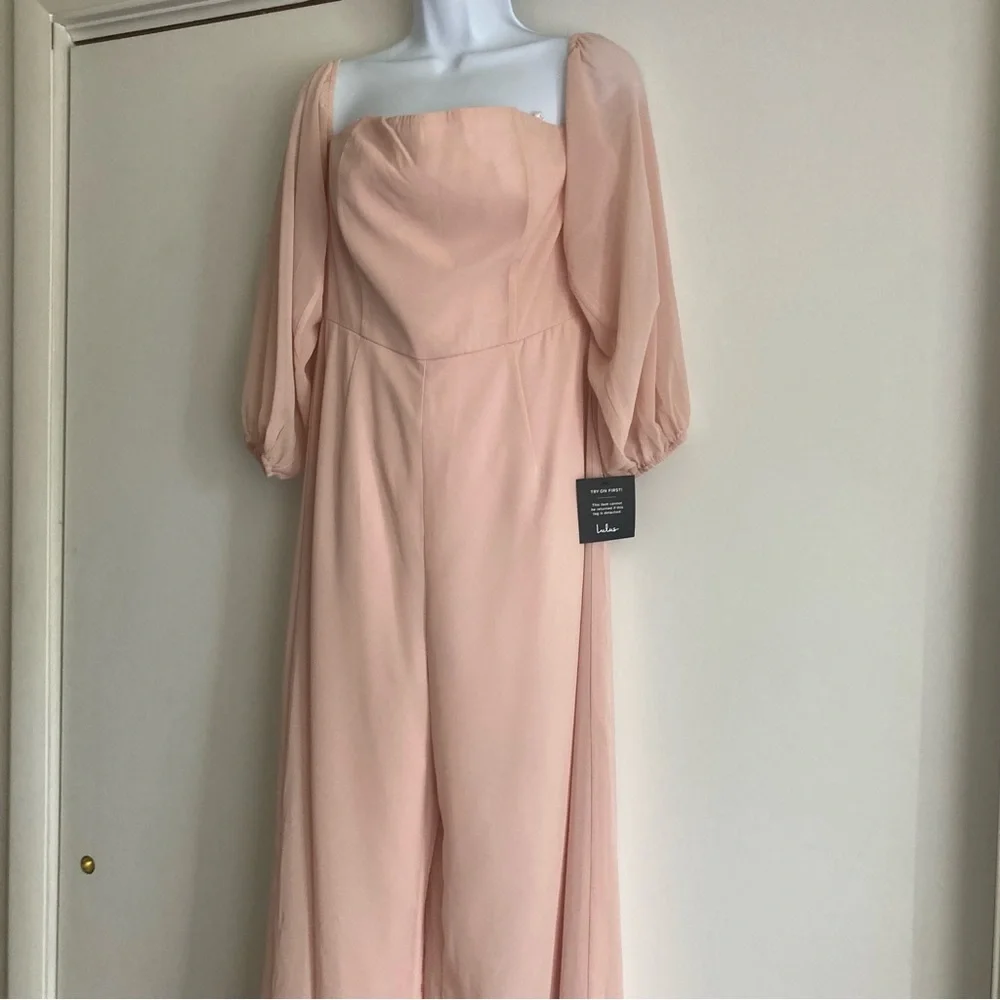 Lulu’s Always Us Blush Wide Leg Jumpsuit, NWT Sz M - Picture 4 of 10